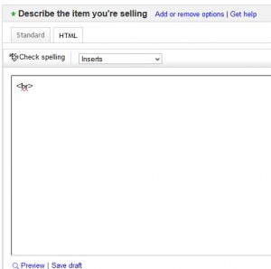 ebay how to inser my saved description template